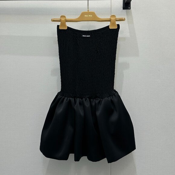 Miu Miu Dresses & Skirts - MiuMiu Micro Logo Strapless Puff Dress